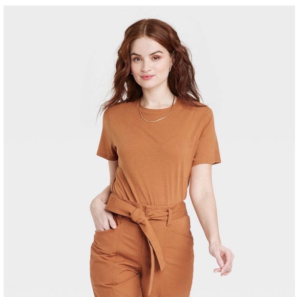 a new day Tops - a new day Women's Brown Short Sleeve Tee